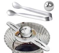 Genérico Espresso Chilling Ball - Stainless Steel 4 Pieces with Stand and Thongs - Reusable Coffee Cooling Ball - for Coffee Bourbon Cocktails Home Cafe Bar