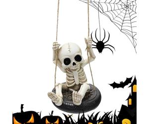Generico Esqueleto de Halloween - Esqueleto Tire Swing Sculpture | colgantes decorativos para interiores y exteriores | Paredes de jardín, madera, techos, decoraciones de ese ambiente de H