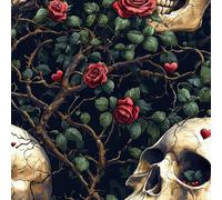 Genérico Esqueleto Papel Pintado Autoadhesivo Rosa De Calavera Gótica Vinilo Adhesivo Muebles, PVC Pelar y Pegar Papel de Contacto Removible Pegatina Pared Rollos para Cocina 40cm x 1200cm