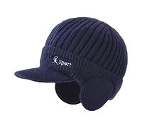 Genérico esquí niño bajo casco elástico sombrero de invierno hombres sombrero de lana engrosada sombrero de punto cálido al aire libre en otoño e invierno gorro de esquí verde, azul marino, Talla