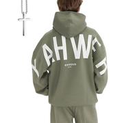 Genérico Essential Hoodie Oversized Christian Heavyweight Faith Sweatshirt Give You The Faithand Strength (Green,XXL)