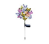 Genérico Estaca solar para jardín de mariposas: silueta botánica 3D, kit de brillo ambiental multicolor, herrajes para exteriores resistentes a la intemperie, decorativa de carga automática | Lámpara