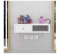Genérico Estación De Peinado De Pared, Equipo De Almacenamiento para Peluquería, Material De Tablero De Partículas De Madera Maciza, Diseño De Soporte para Secador De Pelo (White 50x30x16cm)