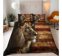 Genérico Estandarte del León Funda Nórdica 135x200cm + 2 x Funda de Almohada 50x75cm 3 Piezas Microfibra Premium Animal Estampado 3D HD Incluye 4 Correas de Fijación y Cremallera