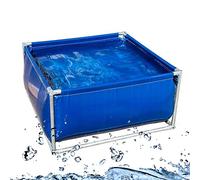 Genérico Estanque de Lona de PVC para Peces, Piscina elevada Rectangular, Acuario Exterior con Estructura de Acero y válvula de Drenaje para koi y Peces Dorados (Azul, 1,5 x 1 x 0,8 m)