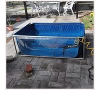 Genérico Estanque de Lona Grande para Exteriores - Piscina de acuicultura con Panel de observación para Carpas koi, Peces Dorados y Tortugas - Tanque de Agua para cría y depósito Temporal (Azul, 0,4