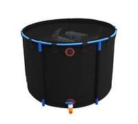 Genérico Estanque Grande Redondo Flexible de PVC con Estructura - Piscina de Rescate acuático de 3,5 x 0,8 m, Tanque de retención de Lona Resistente sobre el Suelo, Color Negro, Ideal para Peces y FA