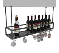 Genérico Estante Colgante Ajustable para Copas de Vino, Estilo rústico, para Techo, para Diferentes Tipos de Copas, de Metal y Hierro, para Copas de Vino, Organizador Colgante con Altura y Ancho ajus