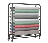 Genérico Estante de Almacenamiento Ajustable con Ruedas para Rollos de Tela Grandes - Organizador Compacto para carretes de Vinilo, manteles y películas - 12 Varillas, 160 cm, Ideal para Uso comercia