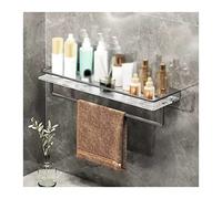 Genérico Estante De Almacenamiento De Baño De Acrílico, De Montaje En Pared con Toallero, 50 Cm, Gris Cepillado, Fácil De Limpiar Y Desmontable (L30cm)