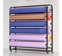 Genérico Estante de Almacenamiento de Rollos de Tela de Metal Ajustable - Organizador Resistente para Vinilo, Cuero, láminas para Ventanas y Papel Tapiz - Expositor móvil con Barra para Colgar