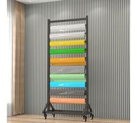 Genérico Estante de Almacenamiento de Rollos de Tela Grande con Barra Ajustable para Colgar, Organizador Comercial de Acero Resistente con Ruedas, Soporte de Rollo de Vinilo metálico Resistente, Expo