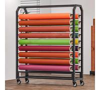 Genérico Estante de Almacenamiento de Rollos de Tela Grande con Barra Ajustable para Colgar, Organizador Comercial de Acero Resistente con Ruedas, Expositor de Tela con Barra Ajustable para Ropa de c