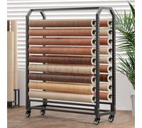 Genérico Estante de Almacenamiento de Vinilo metálico para 20 Rollos, Barras Ajustables para Colgar láminas para Ventanas de Coche, Papel Pintado y Telas, Soporte Multiusos para Manualidades (145 cm)