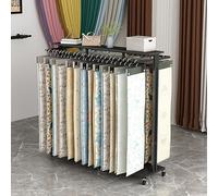 Genérico Estante de exhibición de Tela Ajustable de Metal para Cortinas y muestras, Organizador con Ruedas con Freno, portatarjetas de Colores para Boutique (Negro, 100x40x135cm / 39x16x53in)