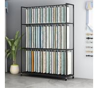 Genérico Estante de exhibición de Tela de Metal Resistente con Ruedas, Organizador Comercial de muestras de Cortinas, Soporte Textil móvil para boutiques, Negro, 150x35x200cm/59x14x79in