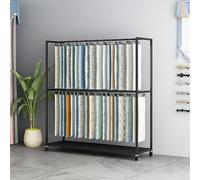 Genérico Estante de exhibición de Tela de Metal Resistente con Ruedas, Organizador móvil de muestras de Cortinas, Soporte Comercial para Tarjetas de Color de Textiles para boutiques, Negro, 120x35x15