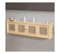 Genérico Estante de Pared de Madera Maciza Hecho a Mano para WiFi, decodificador de TV y Router. Decoración de ratán Natural. Cubierta para Mueble de TV. Tamaño 80 cm.