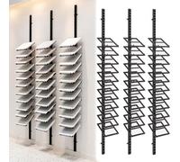 Genérico Estante de Pared para Azulejos de 11 Niveles - Expositor Compacto en Negro y Dorado para mármol y Porcelana, Juego de 2 Piezas, 2 m, Ideal para Salas de exposiciones, Estante de Piedra cerám
