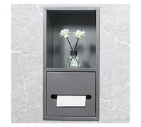 Genérico Estante empotrable de Acero Inoxidable para champú y artículos de Aseo en la Ducha - Estante de Almacenamiento para baño Gris con Compartimento para Papelera, 20x40x14cm (7.87x15.74x5.51in)