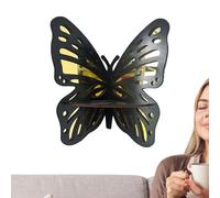 Generico Estante esquinero de pared - Escurreplatos murales decorativos con mariposas | Estantería vintage de madera para salón, cocina, dormitorio, garaje organización