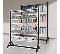 Genérico Estante Expositor de Tela Resistente con Barras Colgantes Ajustables y Ruedas, Organizador de Acero de 3 Barras para Textiles, Bufandas, Cortinas y edredones, de pie, 1,8 m de Alto x 1,65 m