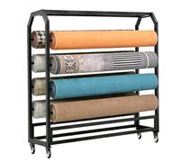 Genérico Estante Grande para Rollos de Tela con Barras Ajustables para Colgar, Organizador móvil para Vinilo, Cuero, Papel Tapiz y láminas para Ventanas - 10 Barras, solución de exhibición de 145 cm