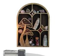 Genérico Estante Lunar - Soporte Arqueado Madera Mística, Exhibición | Repisa Decorativa Negra para Cristales, Altar, Pared, Sala, Dormitorio, Estudio, Ritual, Meditación Hogar Zen