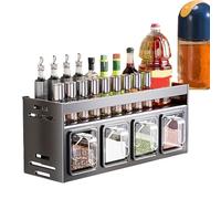 Genérico Estante para condimentos, Organizador de condimentos de cocina - Soporte para estante de sin perforaciones,Estante de almacenamiento multifuncional, soporte de de gran capacida