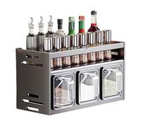 Genérico Estante para condimentos, Organizador de estantes para condimentos,Soporte para estante de sin perforaciones | Estante de almacenamiento multifuncional, soporte para para almac