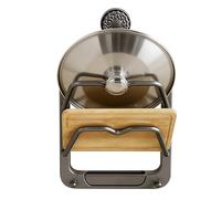 Genérico Estante Para De Ollas De 2 Niveles- Soporte Para Tapa De Cacerola Con Sin Perforación, Organizador De Cocina Montado En La Pared, Solución Para Ahorrar Espacio En La Encimera, Colgador P