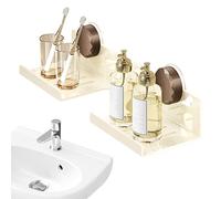 Generico Estante para lavabo del baño | Estantes de baño de pared, organizador de acero carbono con ventosas extraíble para perfumes cocina lavandería