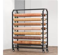 Genérico Estante Resistente con Ruedas para Rollos de Tela, Organizador de Acero Ajustable con 14 Varillas para Colgar Vinilo, Cuero y Papel Tapiz, Ideal para Salas de Manualidades y Costura.