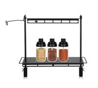 Genérico Estantería de Camping - Estante de Mesa de Doble Capa, Soporte Plegable para Linterna, Barra Extensión Ganchos + Abrazadera Tornillo, Aleación de Aluminio - para Picnic Exterior & Barbacoa