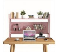 Genérico Estantería de Escritorio, Librería de sobremesa con Tablero de Clavijas, Almacenamiento Multiusos Estante de exhibición Mesas de Computadora(Pink,45.3in/115cm)