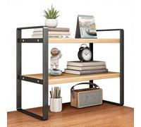 Genérico Estantería De Escritorio para Mesas, Pequeña Estanteria Cocina, 40cm 50cm Librería De Sobremesa para Hogar, Multiusos Organizador De Almacenamiento(Black,2 Tier-40cm/15.7")