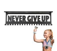 Generico Estantería de trofeo para trofeo de competición montada en la pared - Estantería de trofeo portátil con ganchos de metal para gimnasia, países, medallas de maratón