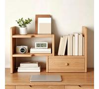 Genérico Estanteria Escritorio Ajustable, Auxiliar de Madera con Cajón, Organizador Libros for Material de Oficina y Accesorios