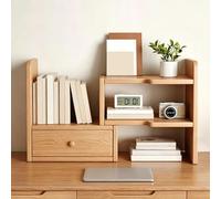 Genérico Estanteria Escritorio Ajustable, Auxiliar de Madera con Cajón, Organizador Libros for Material de Oficina y Accesorios