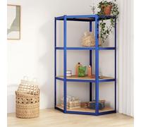 Genérico Estantería Esquina 4 Niveles Madera contrachapada y Acero Azul,Economía e Industria,Almacenamiento Industrial,Estanterías industriales-152852