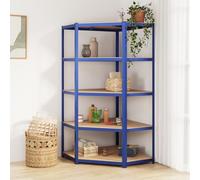 Genérico Estantería Esquina 5 Niveles Madera contrachapada y Acero Azul,Economía e Industria,Almacenamiento Industrial,Estanterías industriales-152889