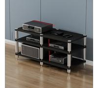 Genérico Estantería estéreo Oscura, Armario Multimedia de 2/3/4 Niveles, Torre de Audio y vídeo para Entretenimiento, Estante esquinero para Consola y componentes de Videojuegos, Soporte de Audio móv