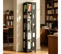 Genérico Estanteria Giratoria con Ruedas, Estante de Almacenamiento Ajustable, Estanteria Libros Estrecho for Espacios Pequeños, Oficina en Casa, Sala de Estar, Dormitorio