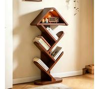 Genérico Estanteria Giratoria Creativa con Forma de árbol, Estanteria Libros de Suelo Independiente con Parte Superior en Forma de Casa