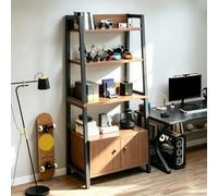 Genérico Estanteria Giratoria de 4 Niveles con Armario, Estantería Alta de Estilo Rústico for Sala de Estar, Dormitorio, Oficina en Casa, Espacios Pequeños