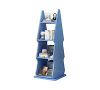 Genérico Estantería Giratoria De 4 Niveles, Estante Almacenamiento Madera Pie For Trabajo Pesado, Organizador Que Ahorra Espacio, Capacidad Carga 150 Kg For La Sala Estar Oficina En Casa(Blue)