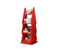 Genérico Estantería Giratoria De 4 Niveles, Estante Almacenamiento Madera Pie For Trabajo Pesado, Organizador Que Ahorra Espacio, Capacidad Carga 150 Kg For La Sala Estar Oficina En Casa(Red)