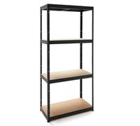 Genérico Estantería Metálica Modular 150x60x30cm, 4 Baldas Ajustables, Acero y MDF, Capacidad 700Kg, Negro con Estantes Beige, para Garaje, Trastero, Almacén