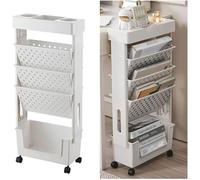 Genérico Estantería Móvil con Ruedas, Estantería Multifuncional de 5 Niveles con Ruedas Bloqueables para Libros, para Estudio, Oficina Y Escritorio Librería Sencilla para El Hogar