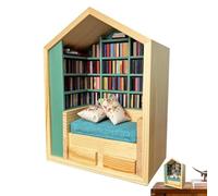 Genérico Estantería para el Estrés - Librería Pequeña de Juguete,200 Libros 2 Cojines Decoración Escenario para Dormitorio Viaje Guardería Niños Adultos Mesilla Noche Dormitorio Escritorio